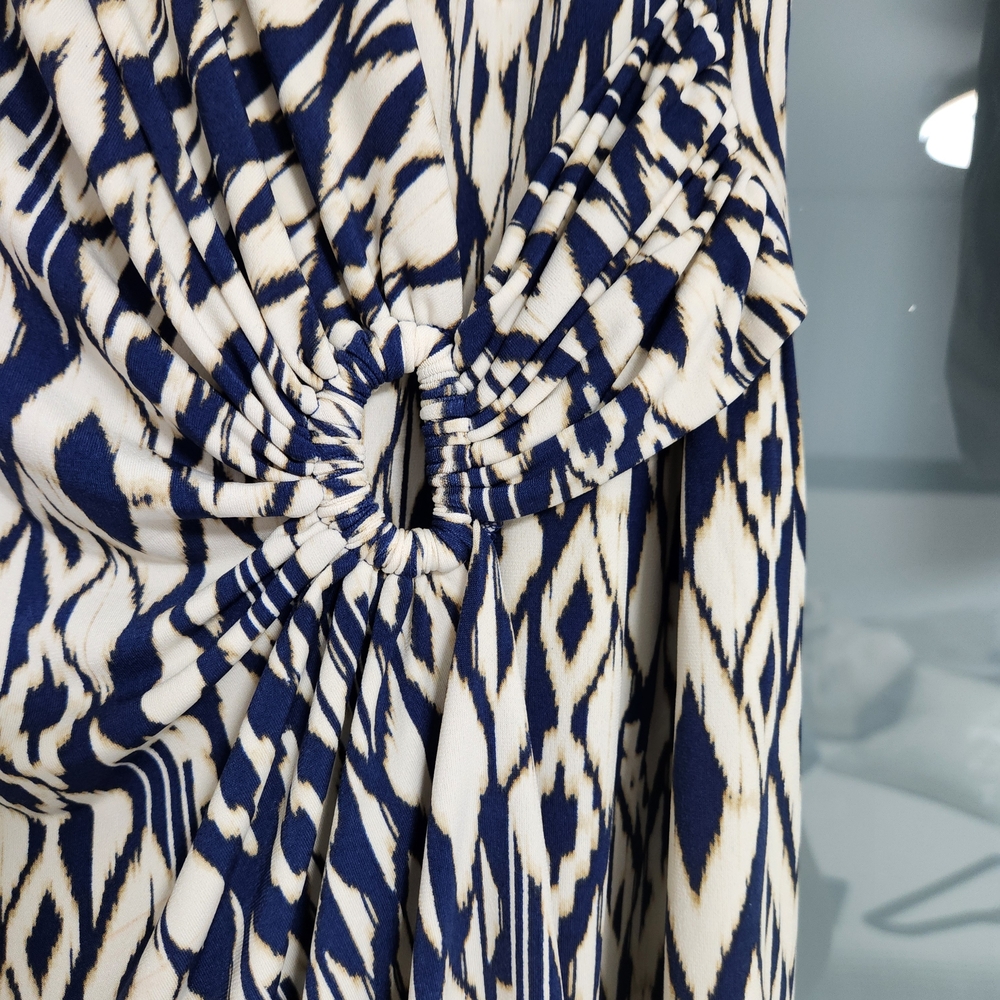 Tommy Bahama Navy & White Geometric Wrap Midi Dress - Picture 6 of 9